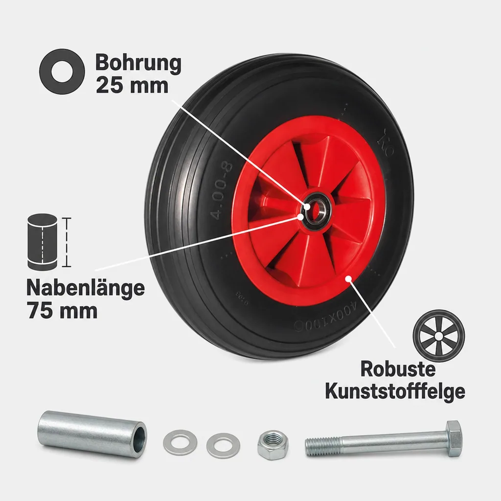 PU Rad 390x90mm, pannensicher, für Handwagen