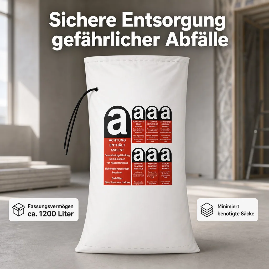 KMF Sack, Mineralwolle Sack, Asbest Sack, 140x220cm, Entsorgung