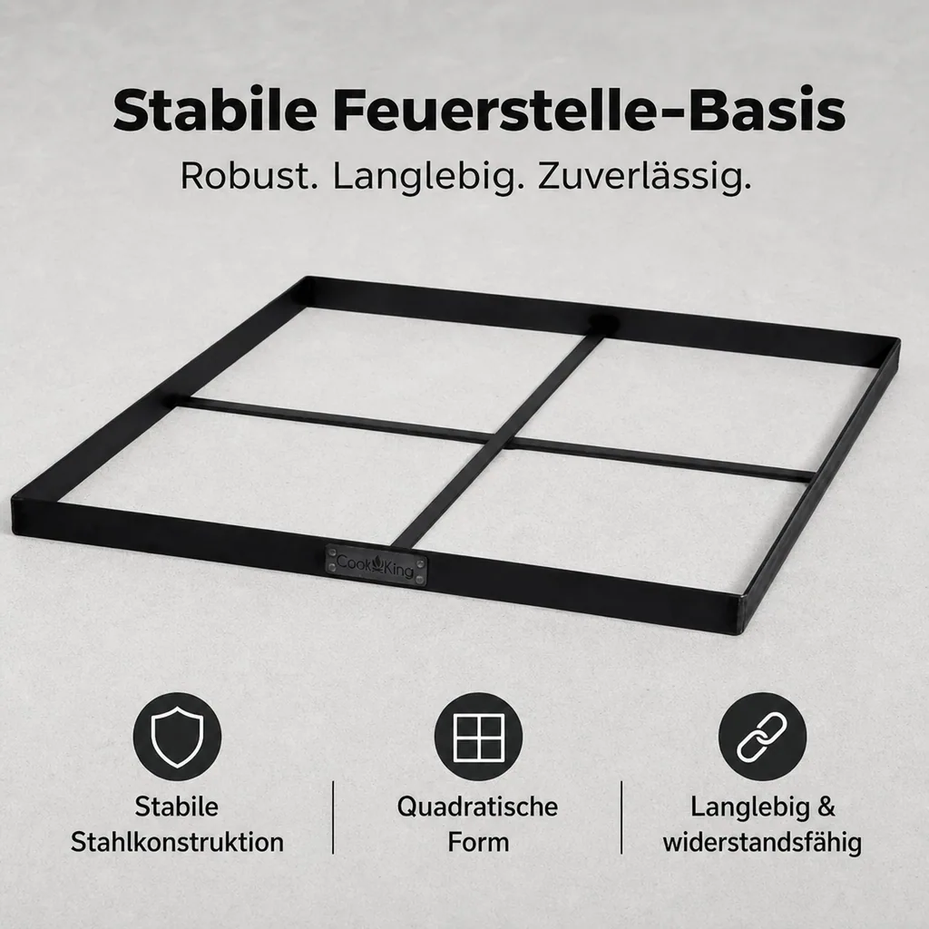 Feuerschalenbasis, quadratisch 80x80 cm, Stahl