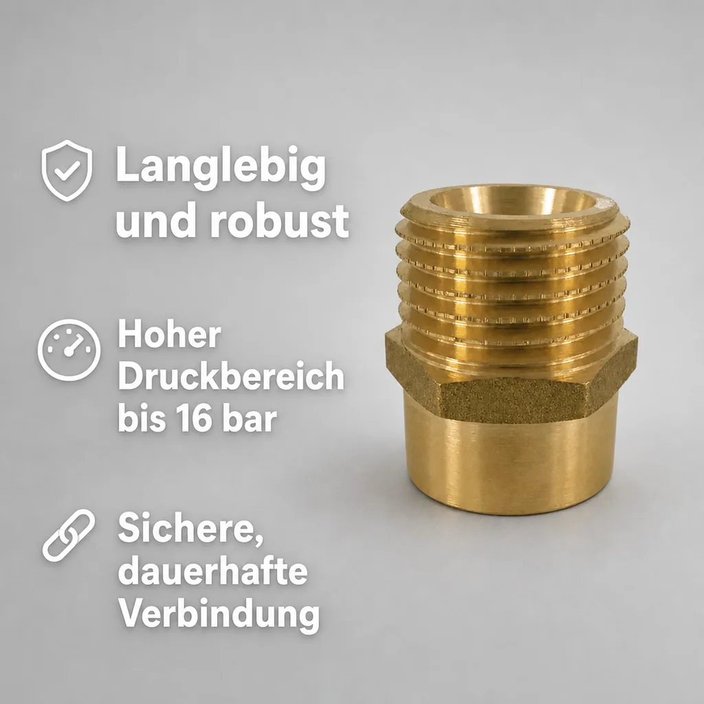 Messing Fitting, Doppelnippel reduziert, 1 1/2" IG x 2" AG