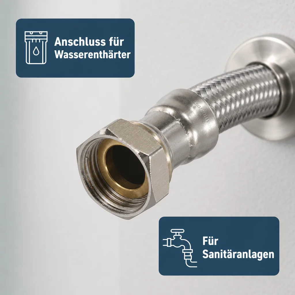 Panzerschlauch DN25, Edelstahlumflechtung, 1 Zoll, Flexschlauch Trinkwasser