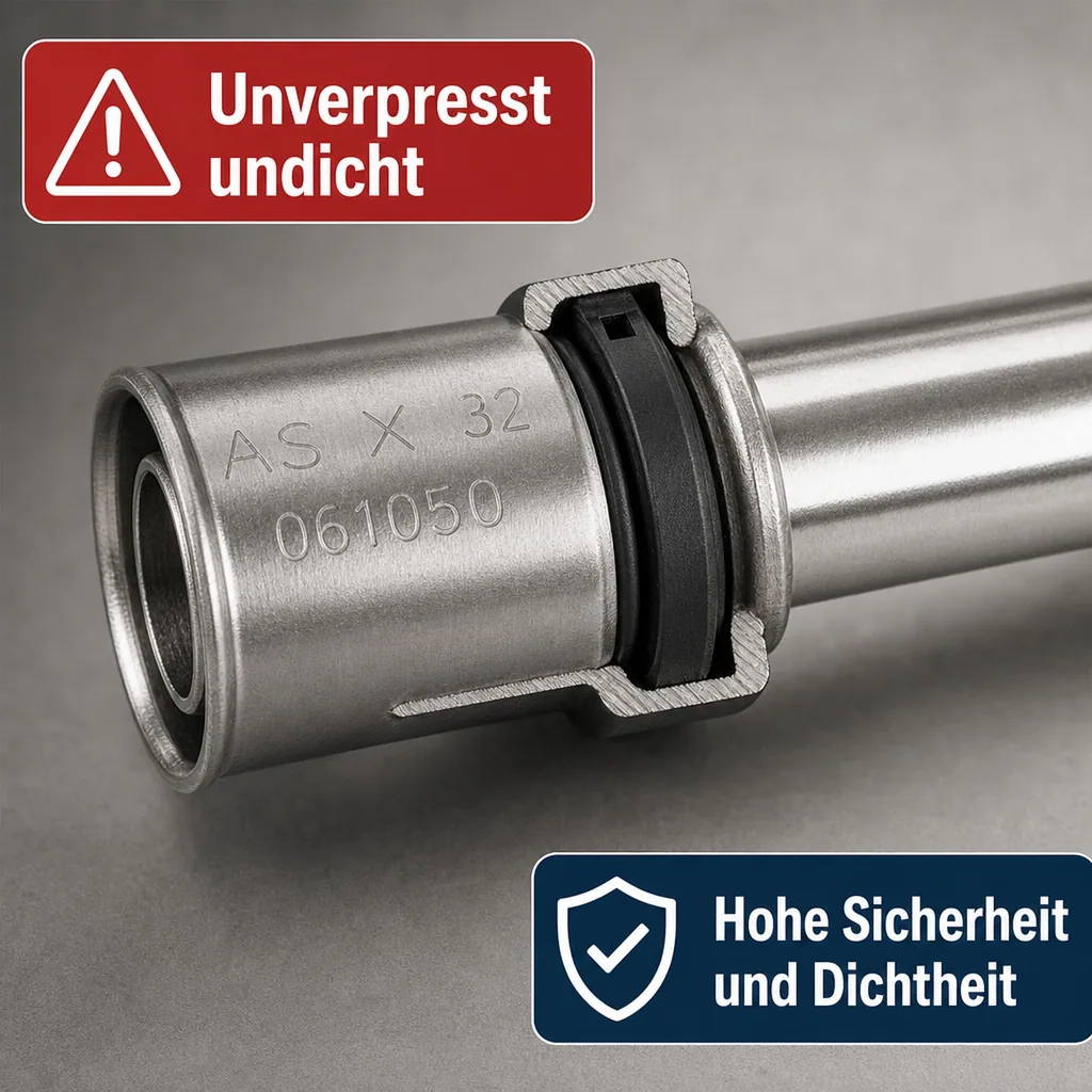 Pressfitting 32mm, Kupferrohr, Übergang vernickelt, Trinkwasser DVGW