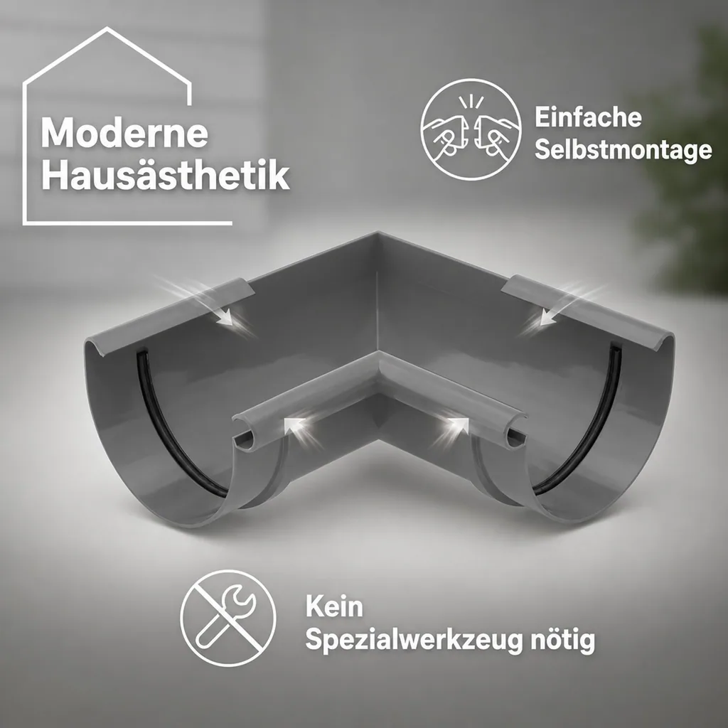 Regenrinne Ecke graphit, Eckstück Innen 90°, System 100