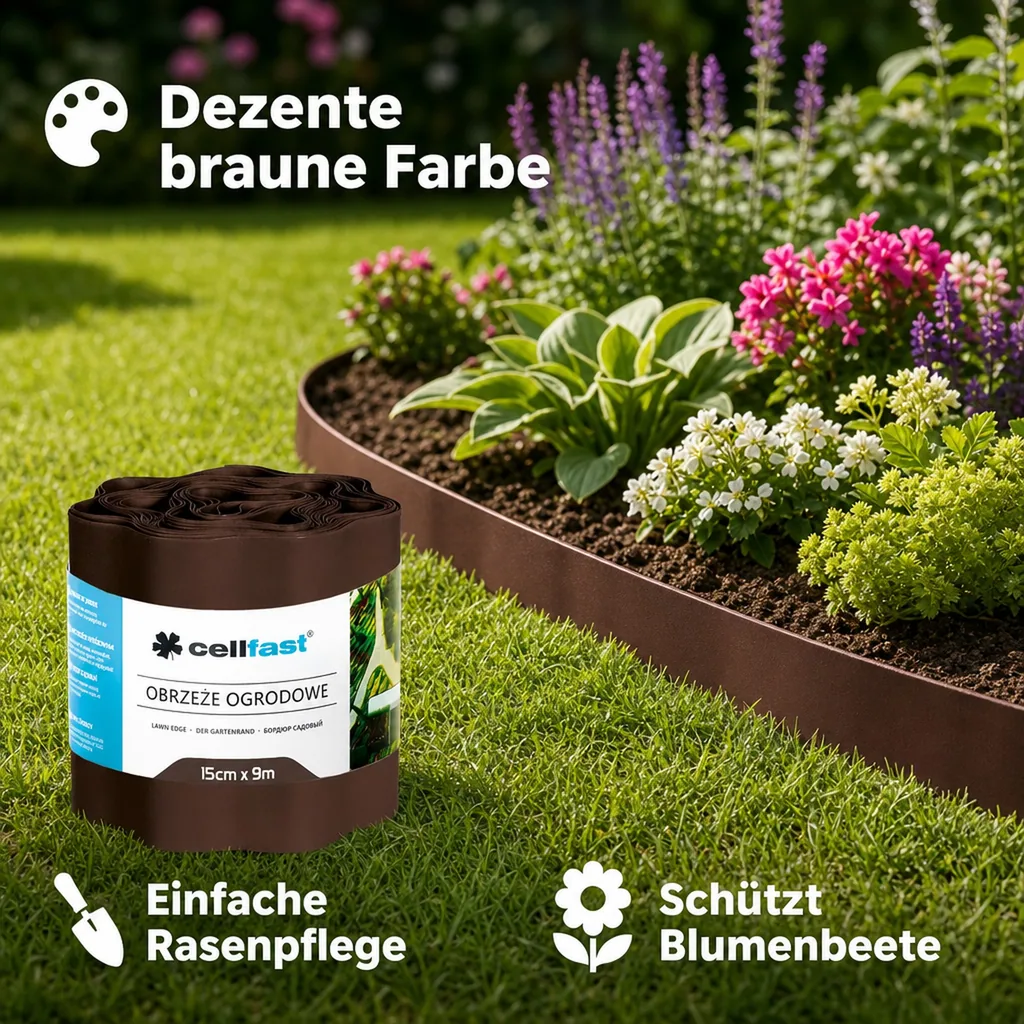 Gartenrand braun 15 cm x 9 Meter