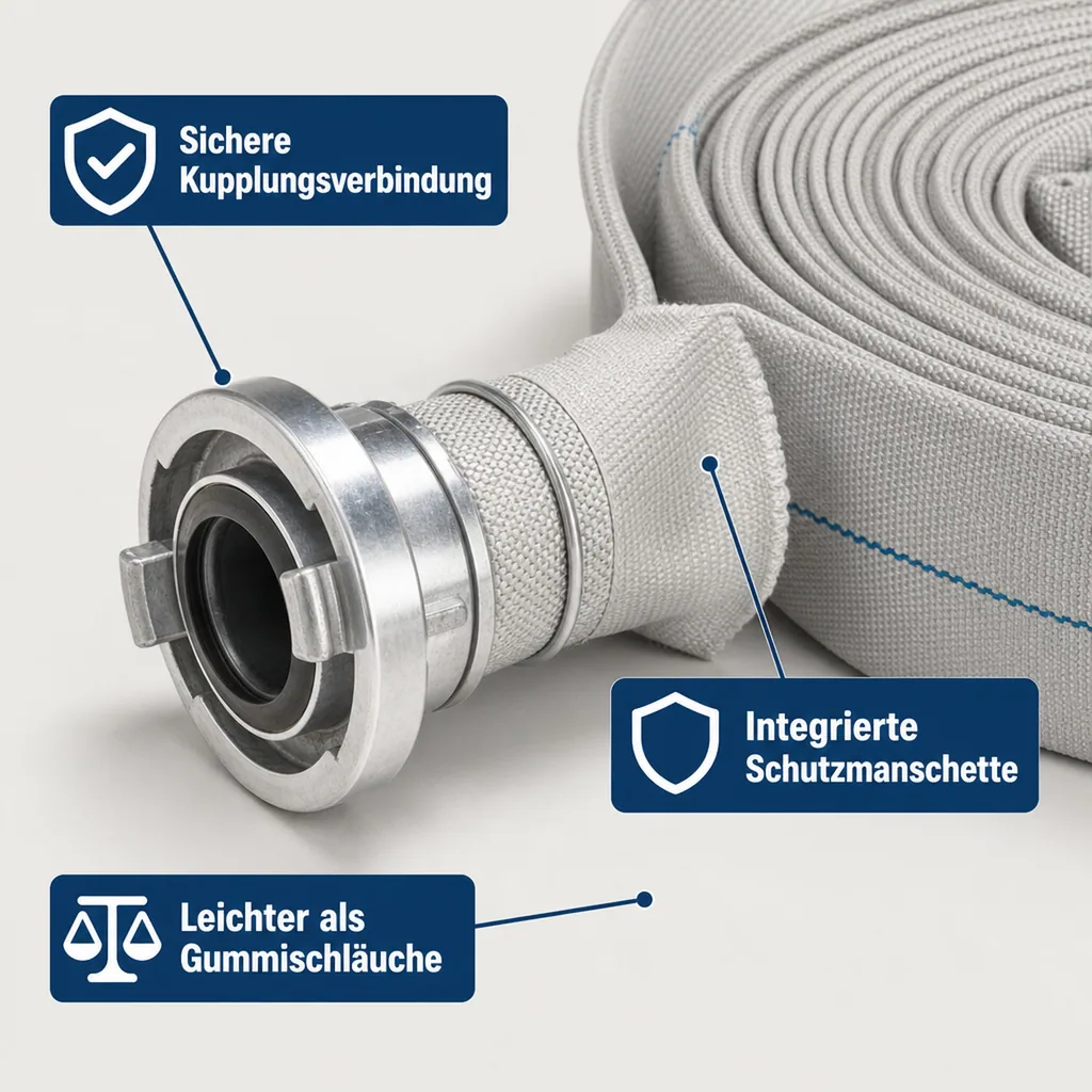 Industrieschlauch 20m, Druckschlauch mit Storz Kupplung, flexibel