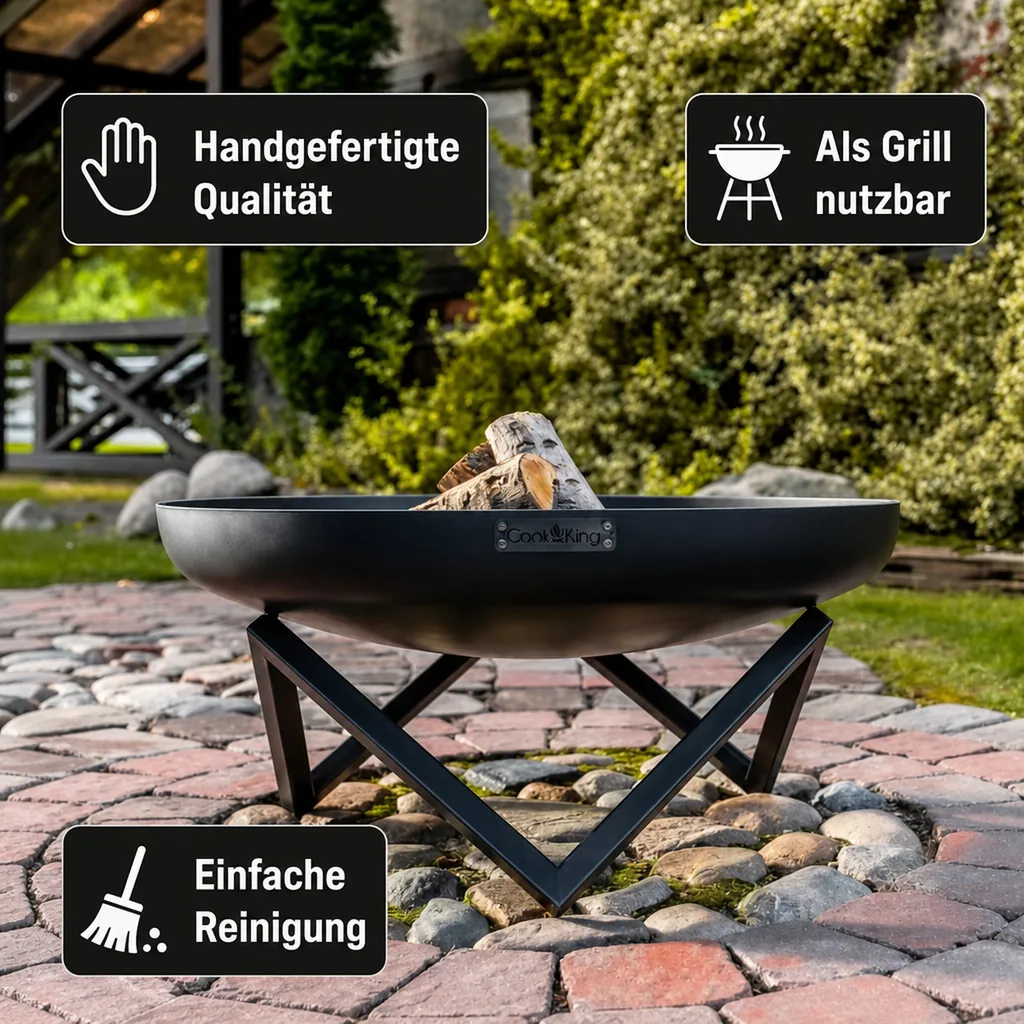 Feuerschale 80 cm, Stahl Feuerschale, Garten Feuerstelle