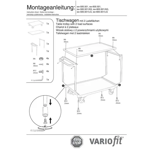Tischwagen 250 kg, 2 Ladeflächen, Werkstattwagen