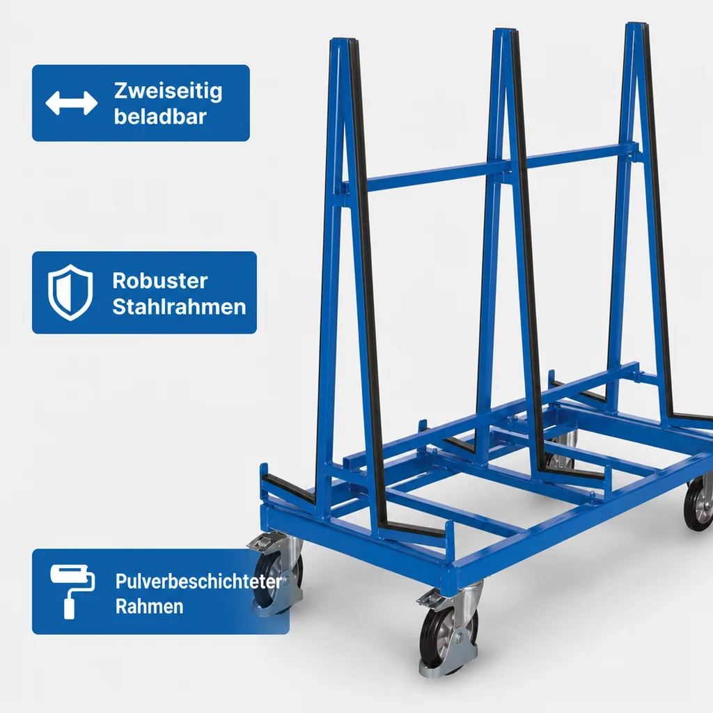 Plattenwagen, zweiseitig, 1200 kg Traglast, Werkstattwagen