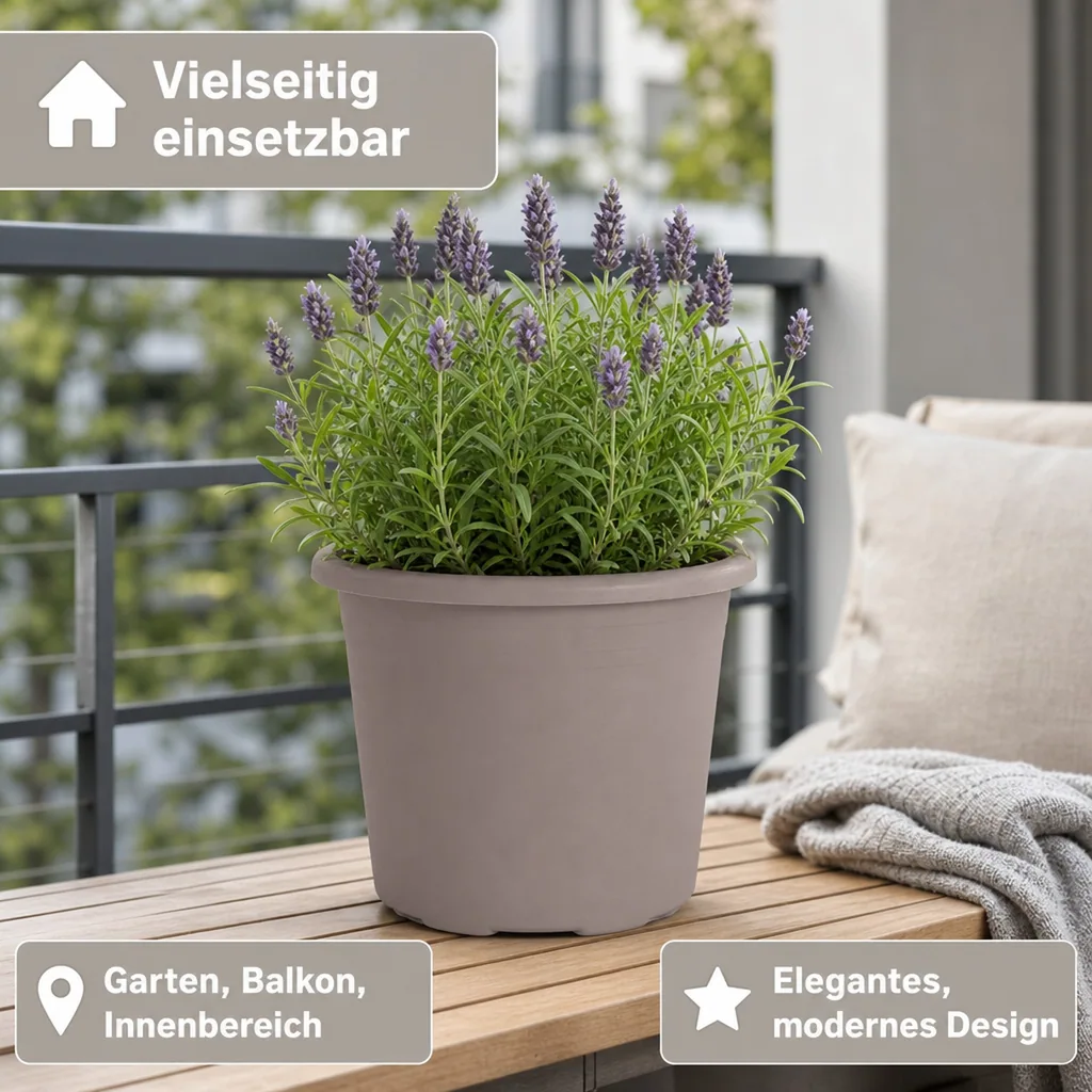 Blumentopf CYLINDRO 16 cm, 1.4 Liter, taupe, Kunststoff