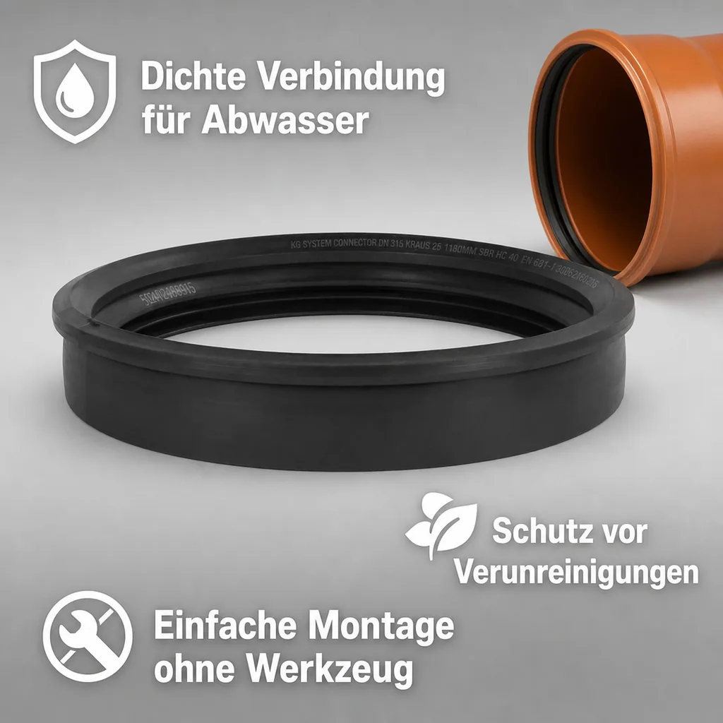 KG Rohr DN 315, Profilring, KG System Dichtung