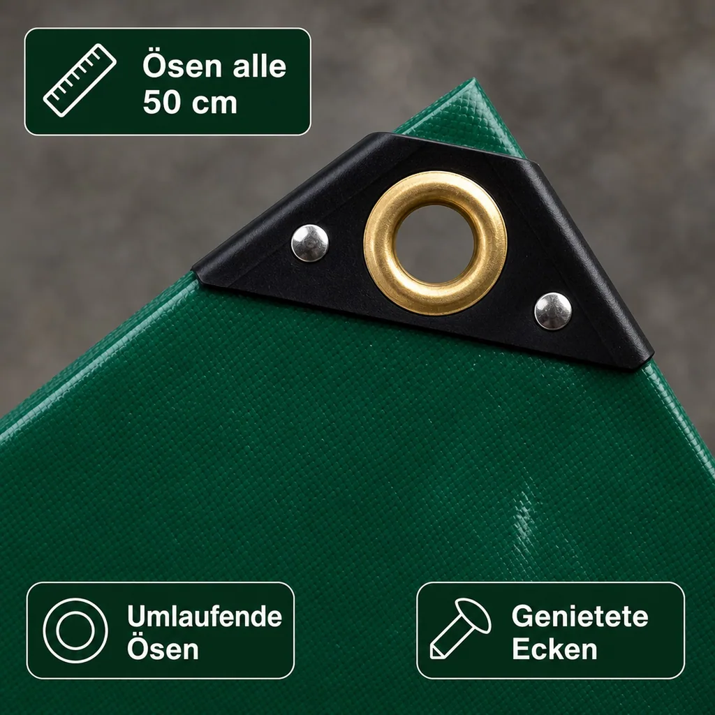 PVC-Plane grün 650 g/m², 2,5 x 3,5 m (8,75 m²)
