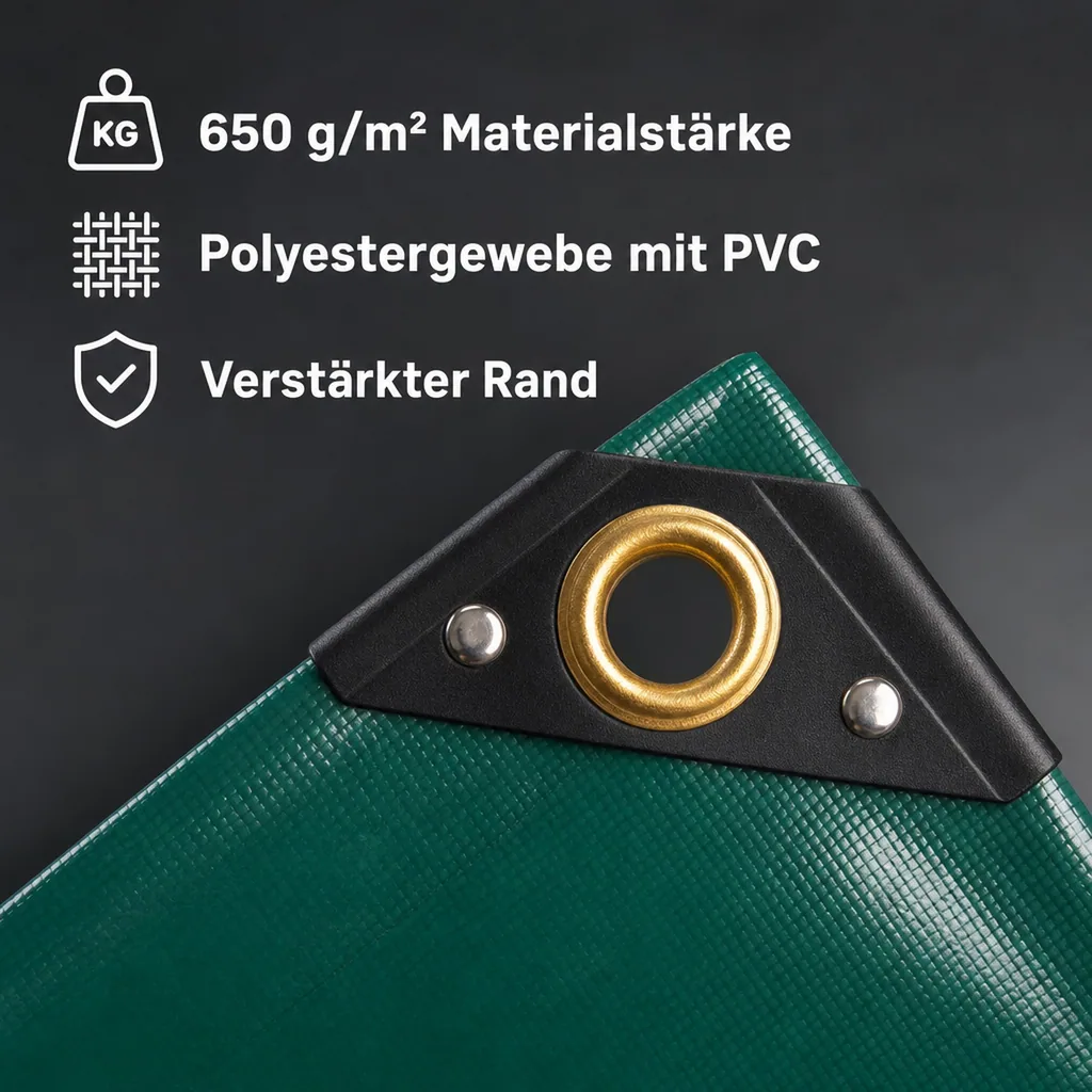 PVC-Plane grün 650 g/m², 2,5 x 3,5 m (8,75 m²)