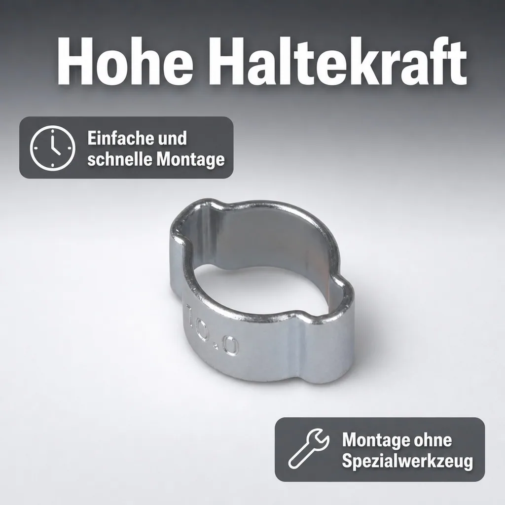Schlauchschellen, 2 Ohr Schellen, 9-11mm, Klemmschellen