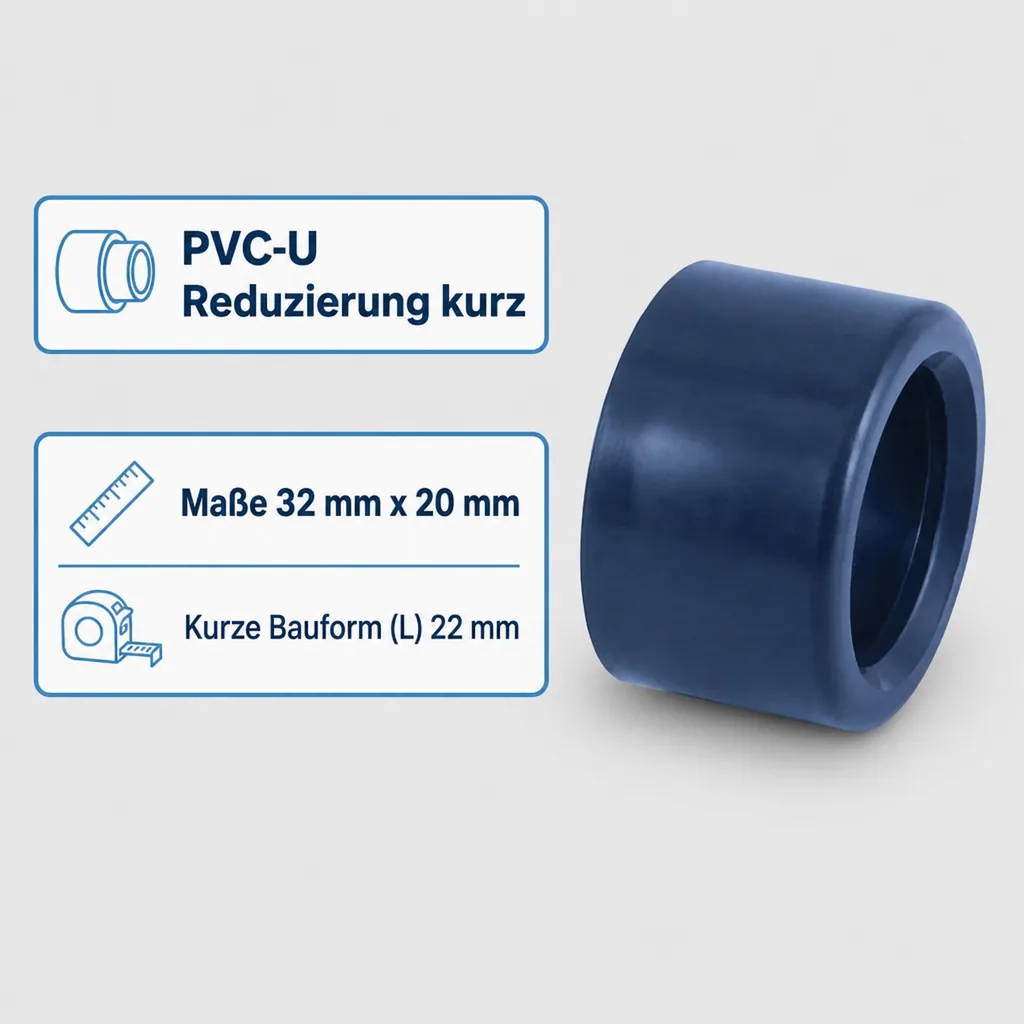 PVC Reduzierung kurz 32 x 20 mm PN16, Klebefitting