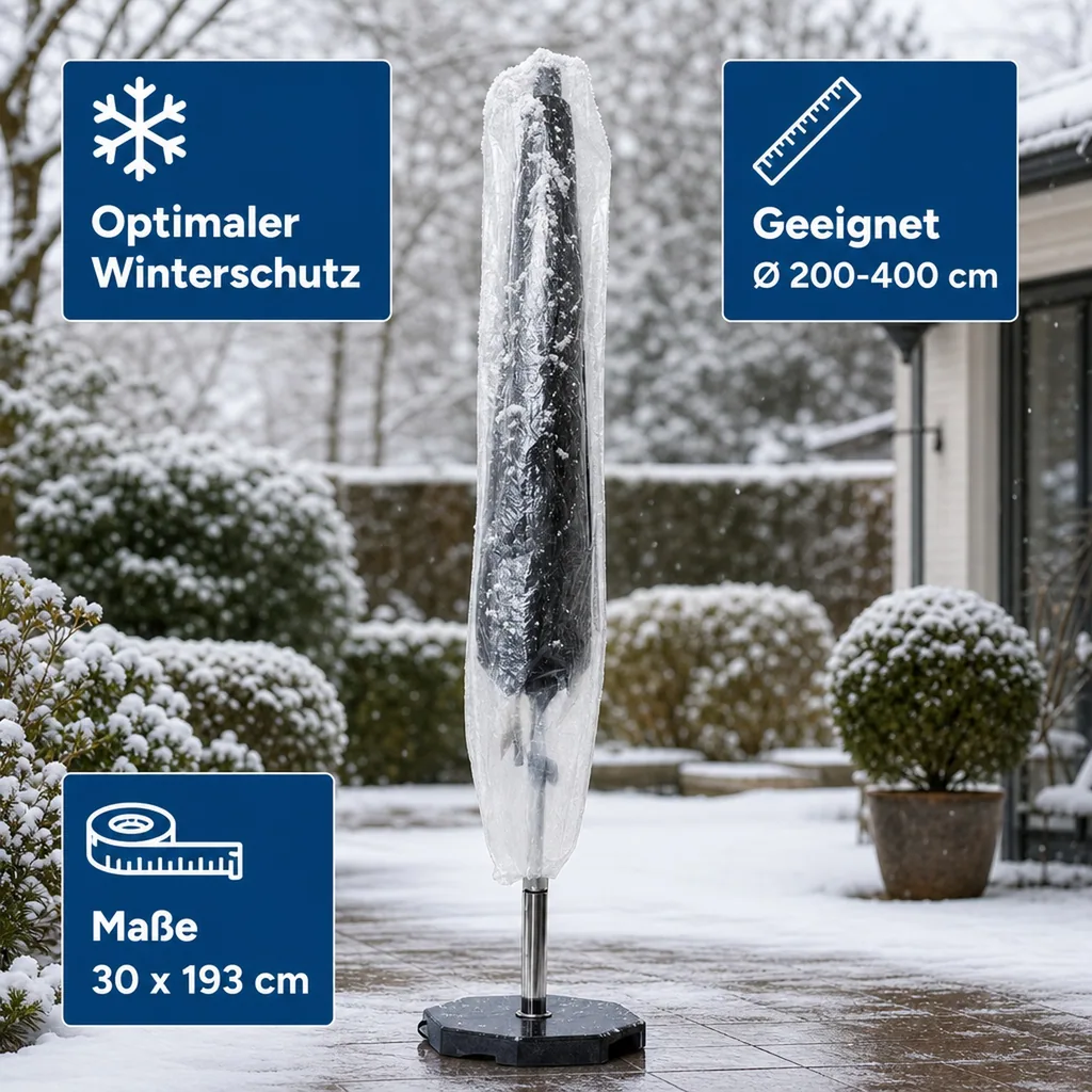 Gartenschirm Schutzhülle transparent, Ø200-400cm, 30x193cm, Gartenschirm Abdeckung