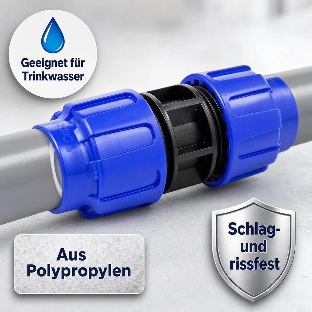 PP PE Rohr Verschraubung Kupplung Muffe 40 x 40