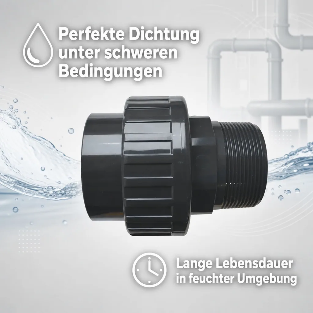 PVC Fittings, Klebemuffe, PVC-U Verschraubung 63mm x 2"