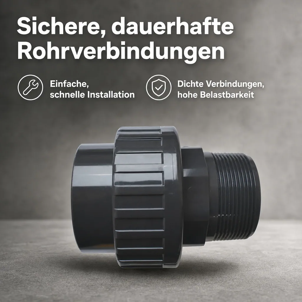 PVC Fittings, Klebemuffe, PVC-U Verschraubung 63mm x 2"