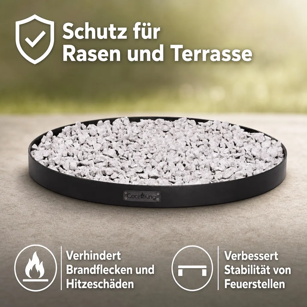 Bodenplatte für Feuerstelle rund 80 cm, Feuerschalenbasis aus Naturstahl