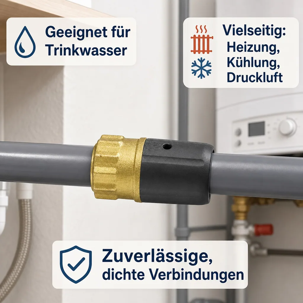 Fitting 20mm, Steckfitting Übergang, Rohrverbinder 20mm, Wasserleitung