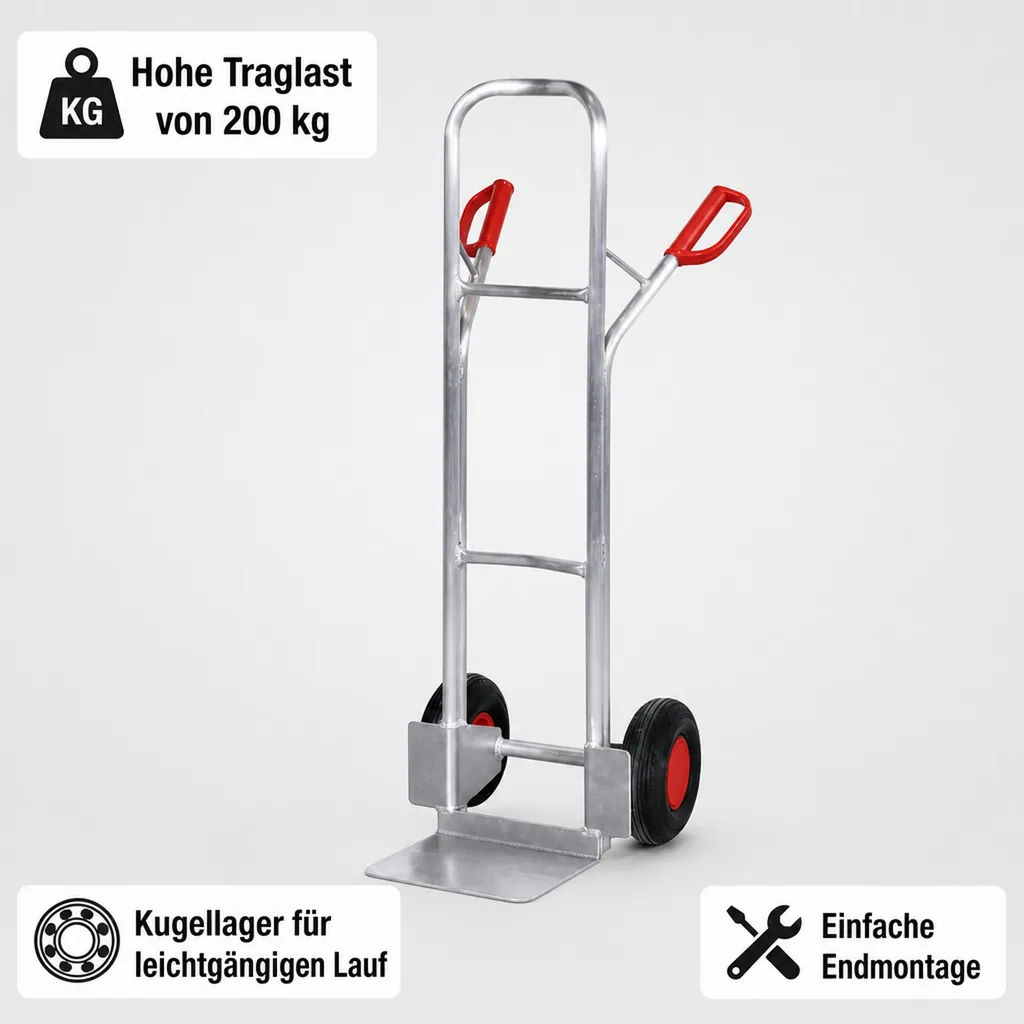Sackkarre, Alu Sackkarre, Luftbereifung, 200kg Traglast
