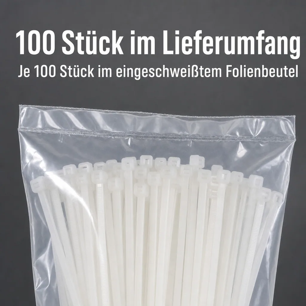 100 Kabelbinder 610x9,0mm Natur (weiss) PA6.6