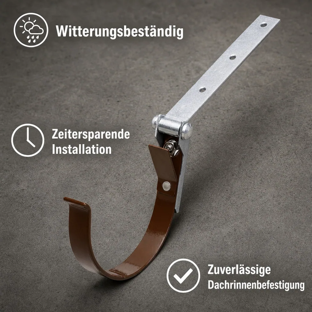 Dachrinnenhalter Metall, Rinneneisen einstellbar, braun, System 125