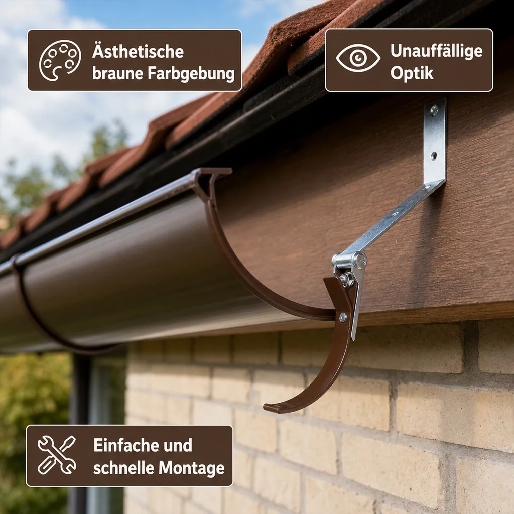 Dachrinnenhalter Metall, Rinneneisen einstellbar, braun, System 125