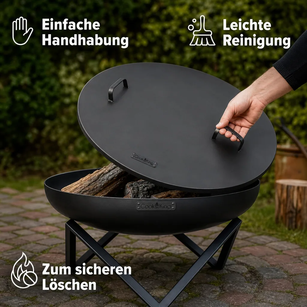 Feuerschalen Deckel Stahl 81,5cm, , Feuerkorb Abdeckung