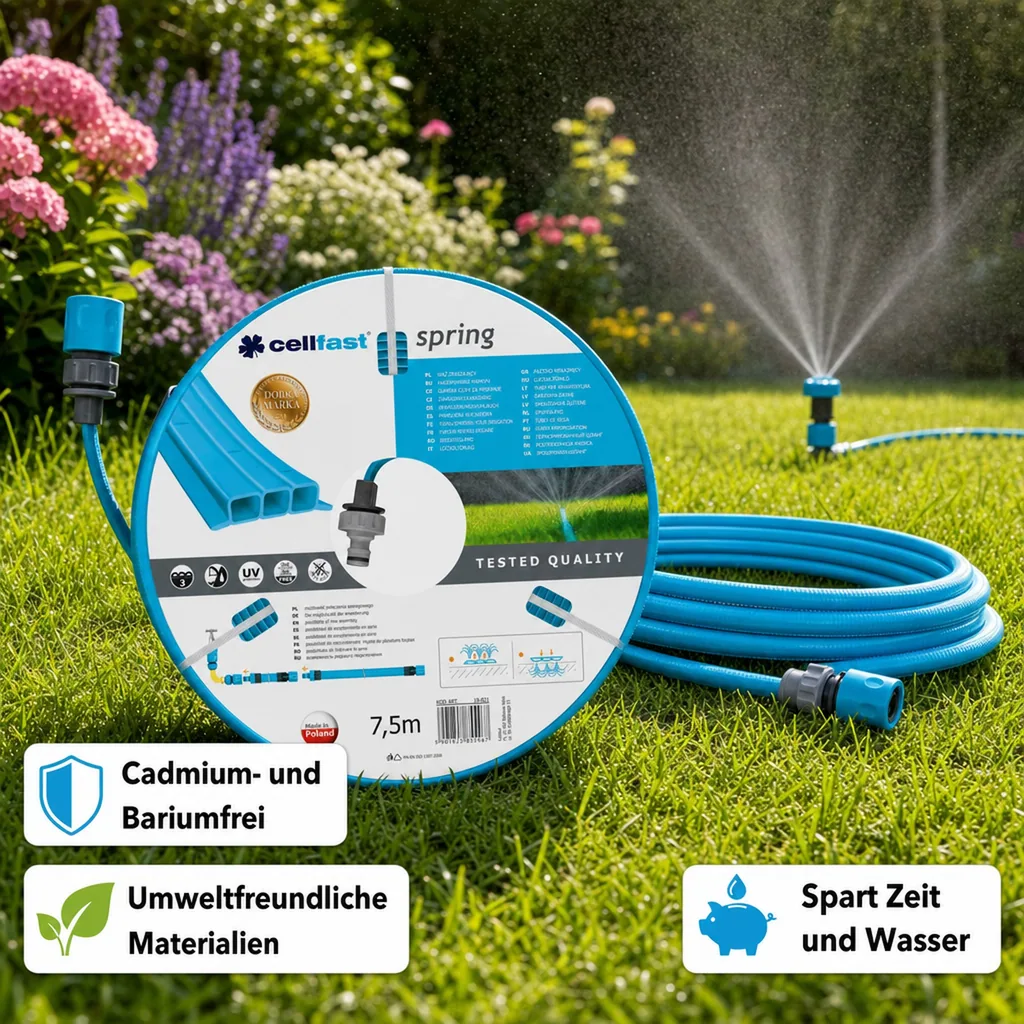 Bewässerungsschlauch 7,5 m, Gartenschlauch, Tropfbewässerung
