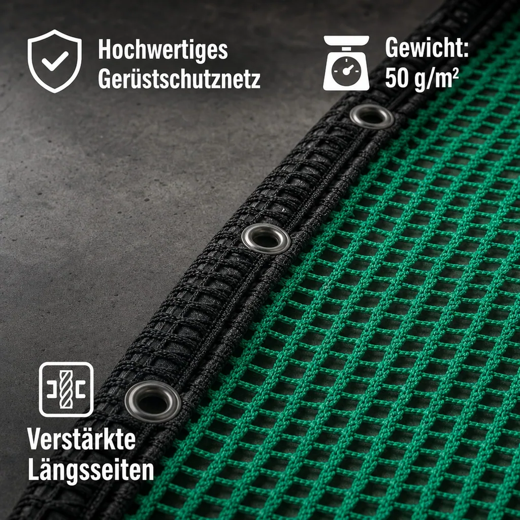 Gerüstschutznetz 3,07 x 10 m grün 50 g/m²