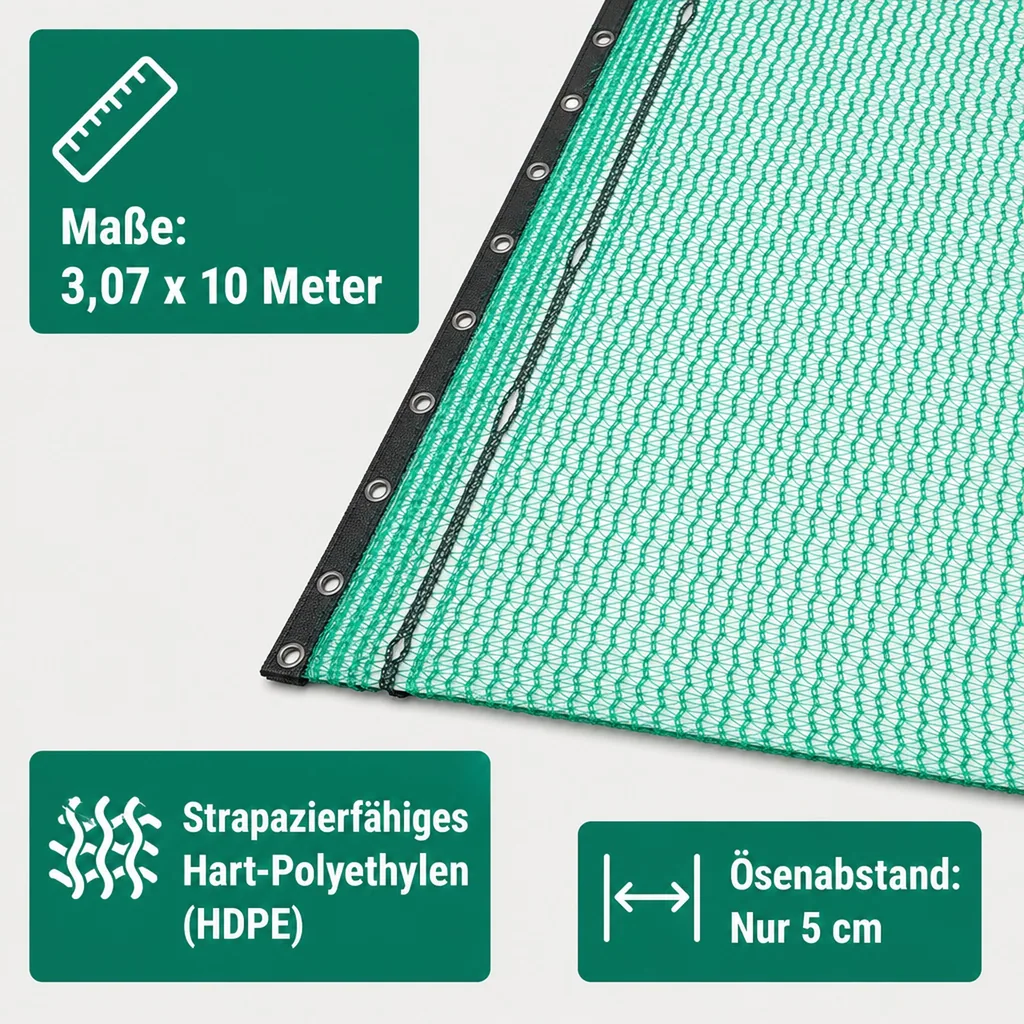 Gerüstschutznetz 3,07 x 10 m grün 50 g/m²