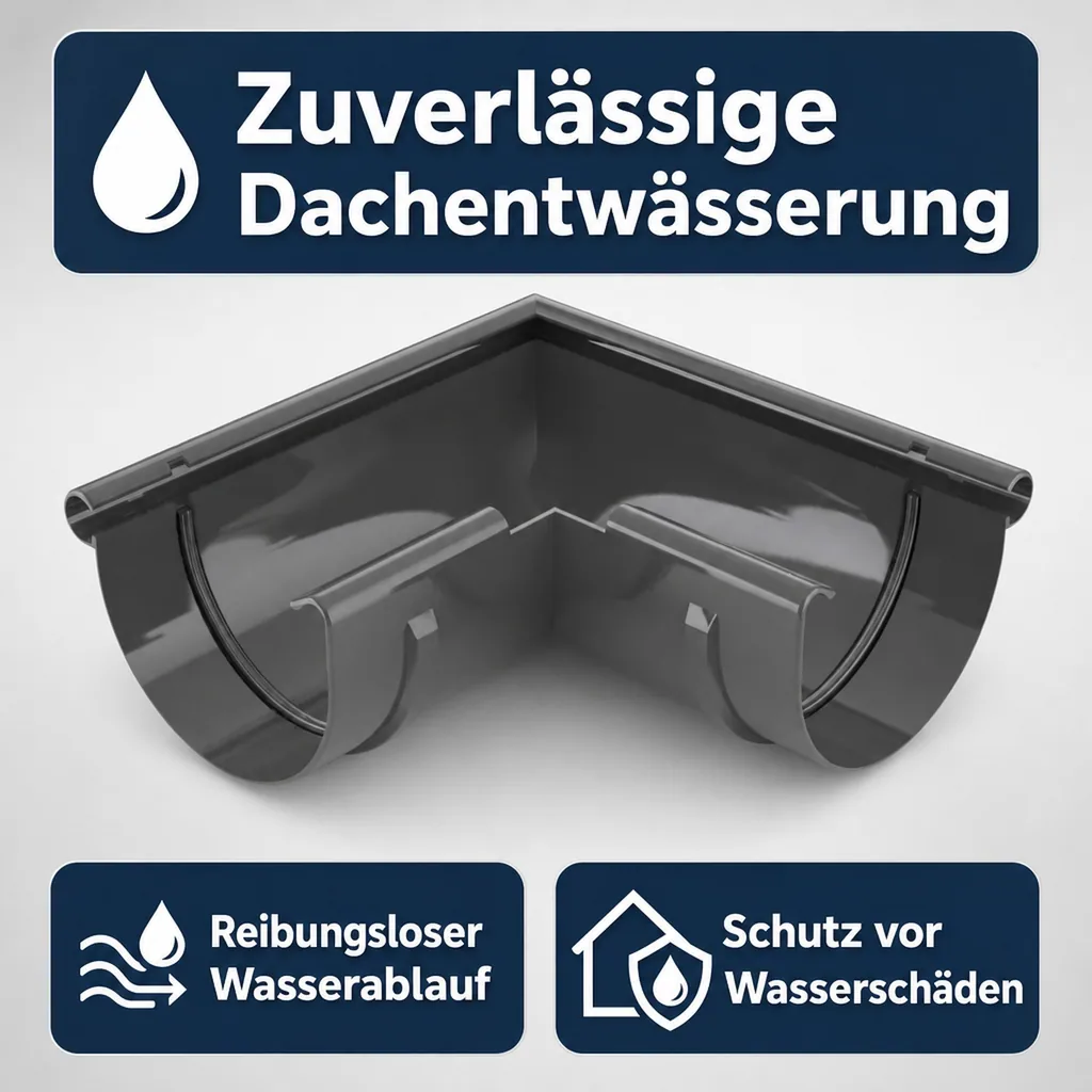 Dachrinne Ecke Aussen 90° Graphit, Regenrinne System 100, Dachrinnenzubehör