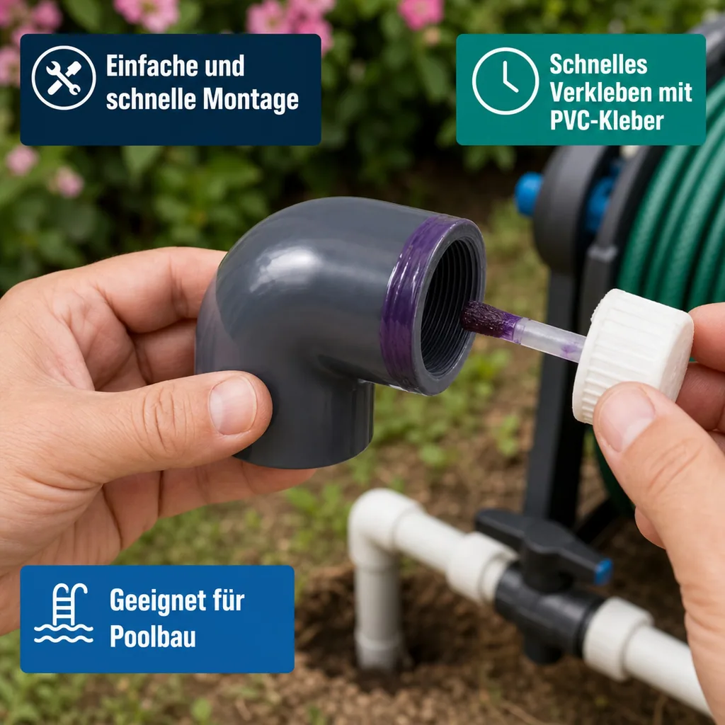 PVC Winkel 90 Grad, PVC Fitting 20mm, PVC-U Muffe 1/2 Zoll