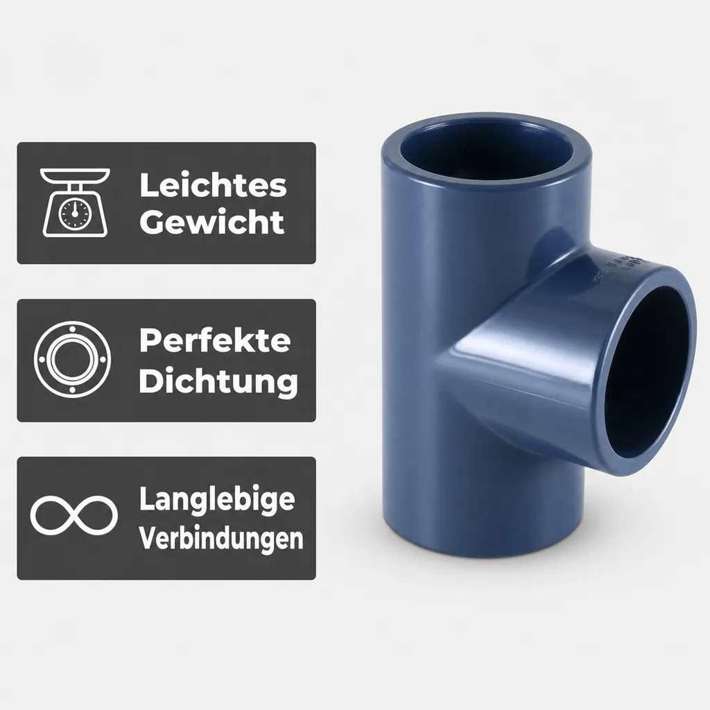 PVC - U T-Stück Muffe 20 mm PN16