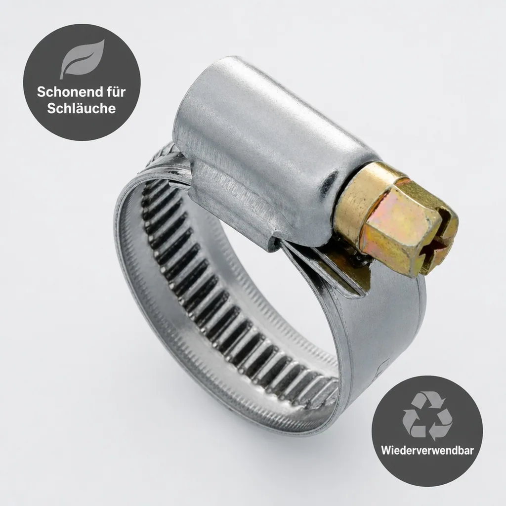 Schlauchschellen, Edelstahl, 12 mm, 70-90 mm, DIN 3017, W2