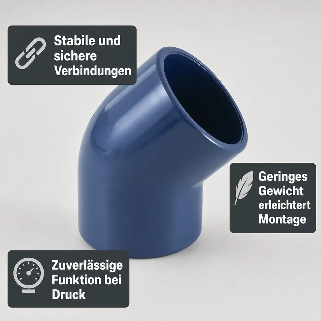 PVC Winkel 45 Grad Muffe 32 mm PN16, PVC Fitting