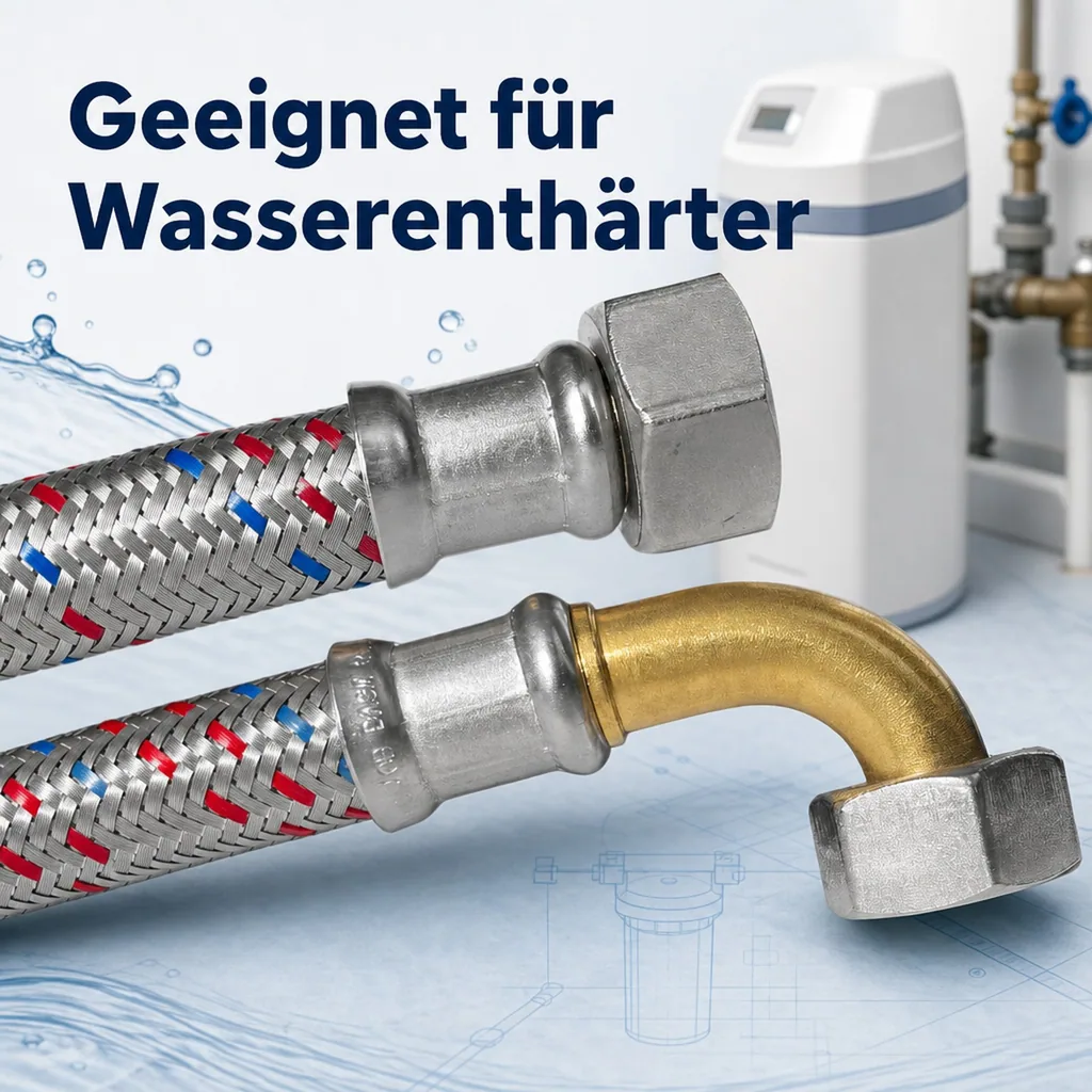 Panzerschlauch 1/2 Zoll, Edelstahl, Flexibel, DN13, DVGW