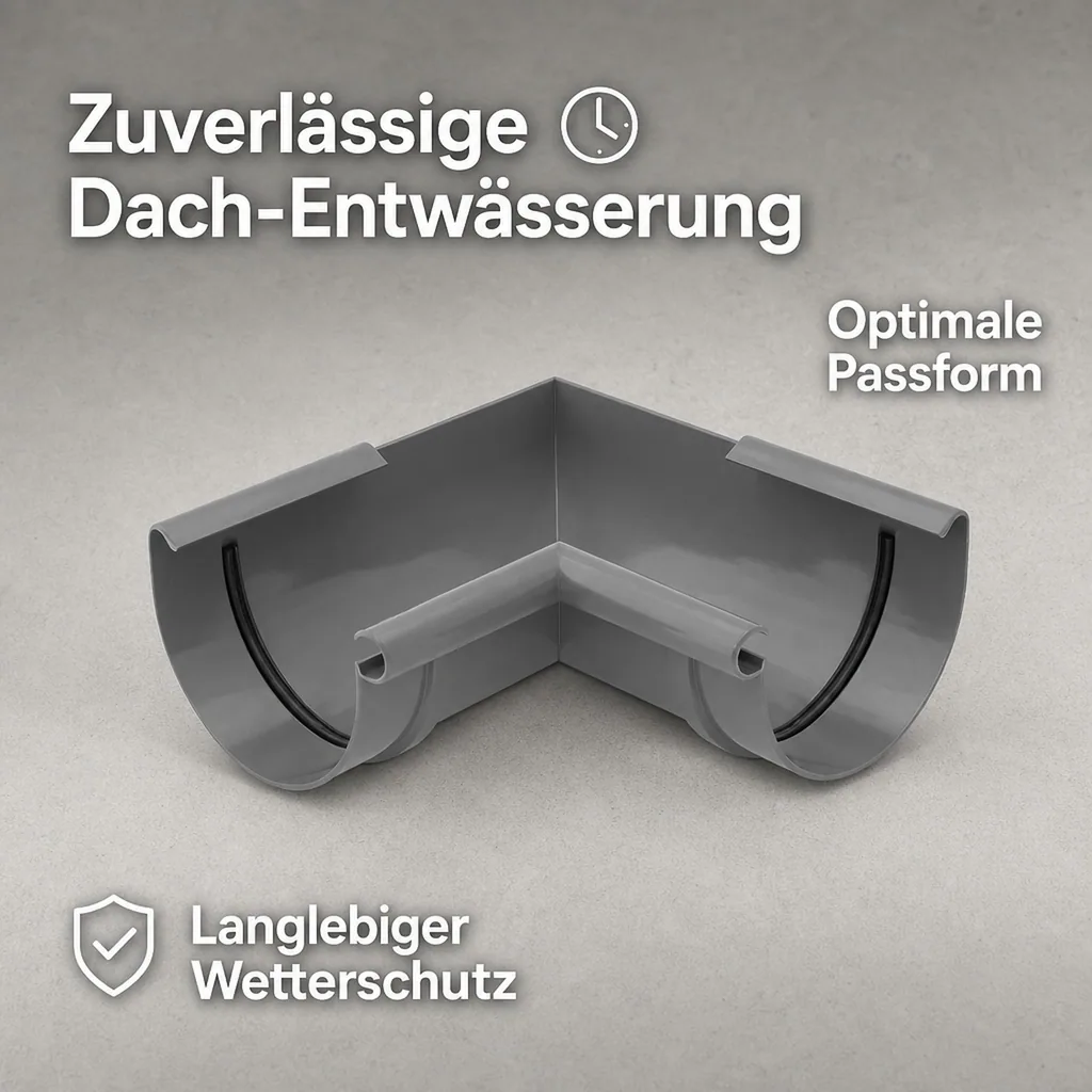 Regenrinne Eckstück Innen 90° Graphit, System 75