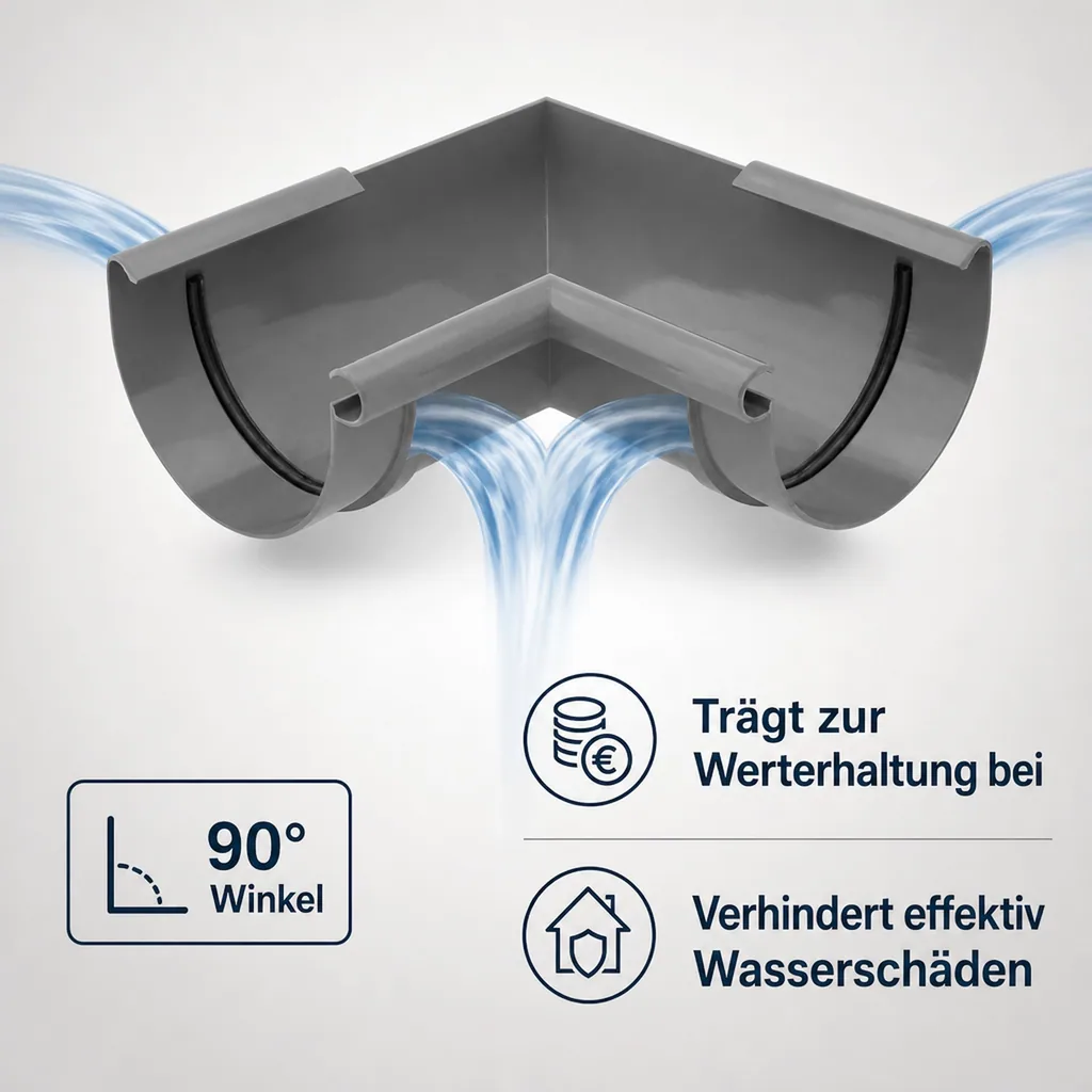 Regenrinne Eckstück Innen 90° Graphit, System 75
