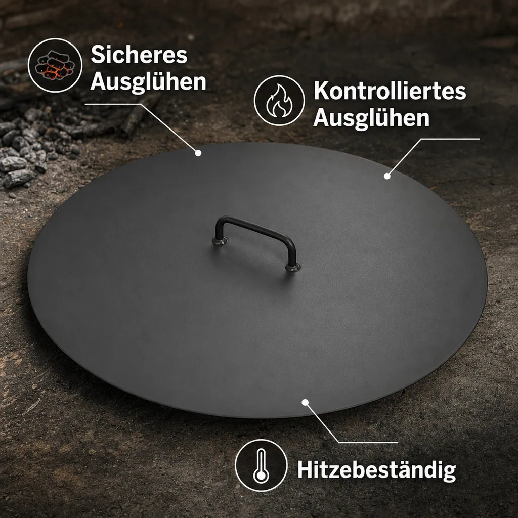 Feuerschalen Deckel, Deckel für Feuerschale 101cm, Stahl, Feuerschale Abdeckung