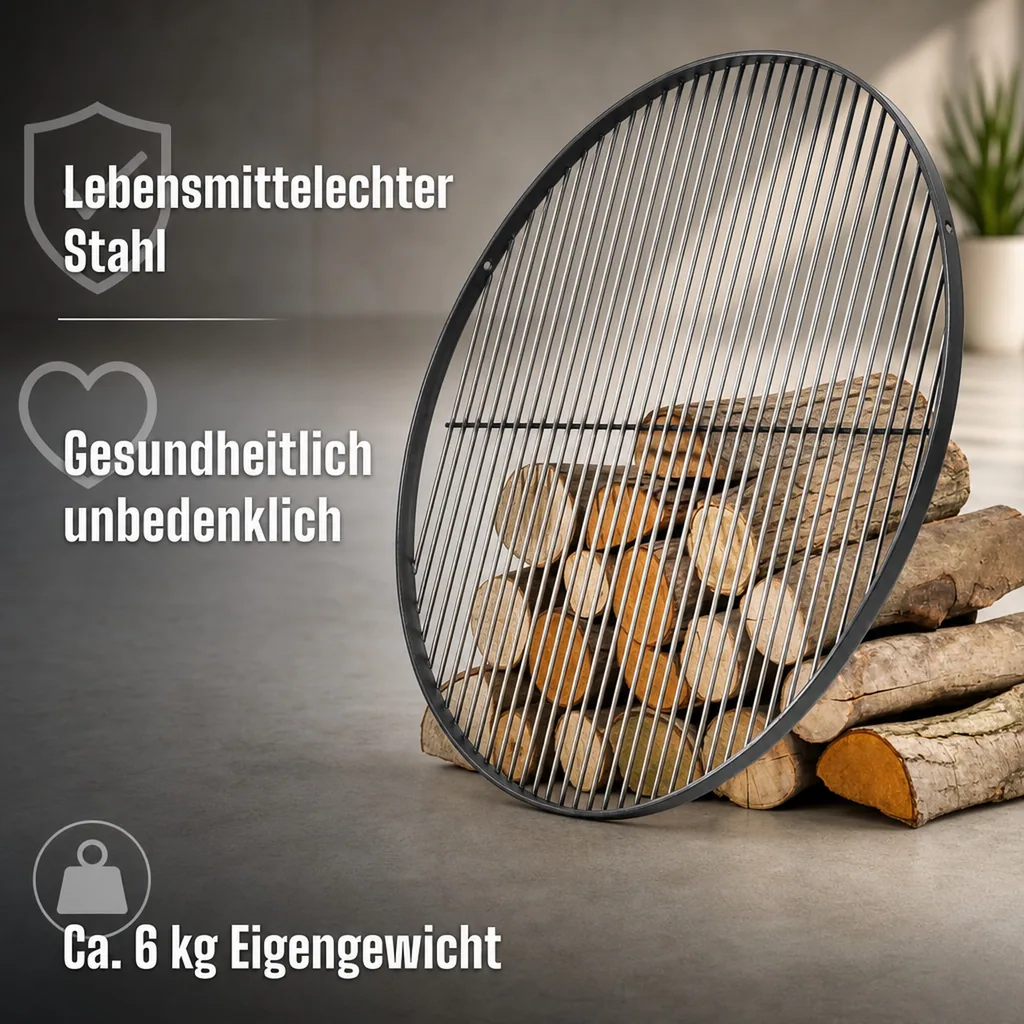Grillrost 80 cm, Stahl, rund, massiv & handgefertigt