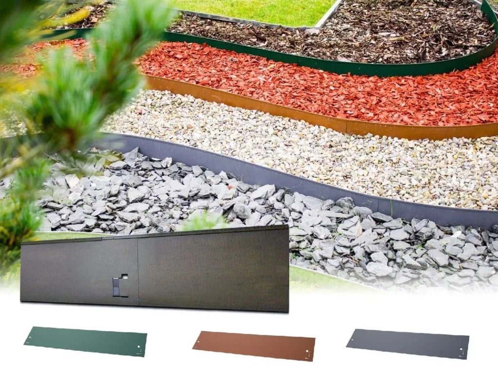 Rasenkanten Metall 13.5cm x 120cm | Beeteinfassung | Beetumrandung | Beetbegrenzungen, Color-GS: braun