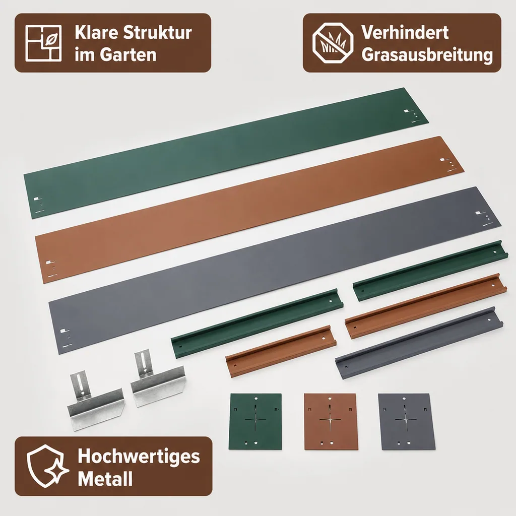 Rasenkanten Metall 13.5cm x 120cm | Beeteinfassung | Beetumrandung | Beetbegrenzungen, Color-GS: braun