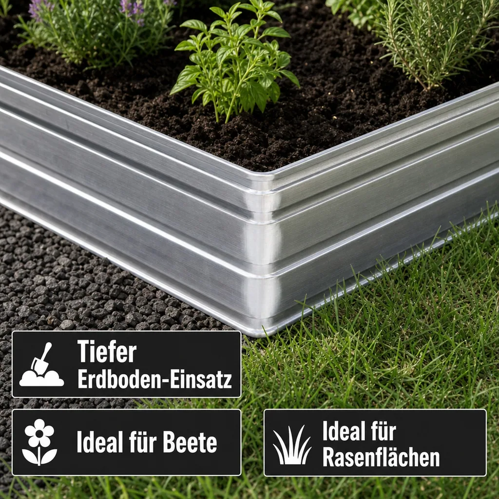 Eckwinkel 90 grad für Rasenkante Green Universe 14 cm | Beeteinfassung | Beetumrandung | Beetbegrenzungen