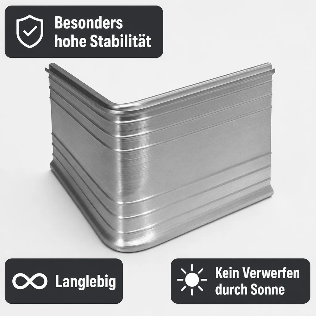 Eckwinkel 90grad für Ultra Starke Alu Rasenkante 24cm | Beeteinfassung | Beetumrandung | Beetbegrenzungen