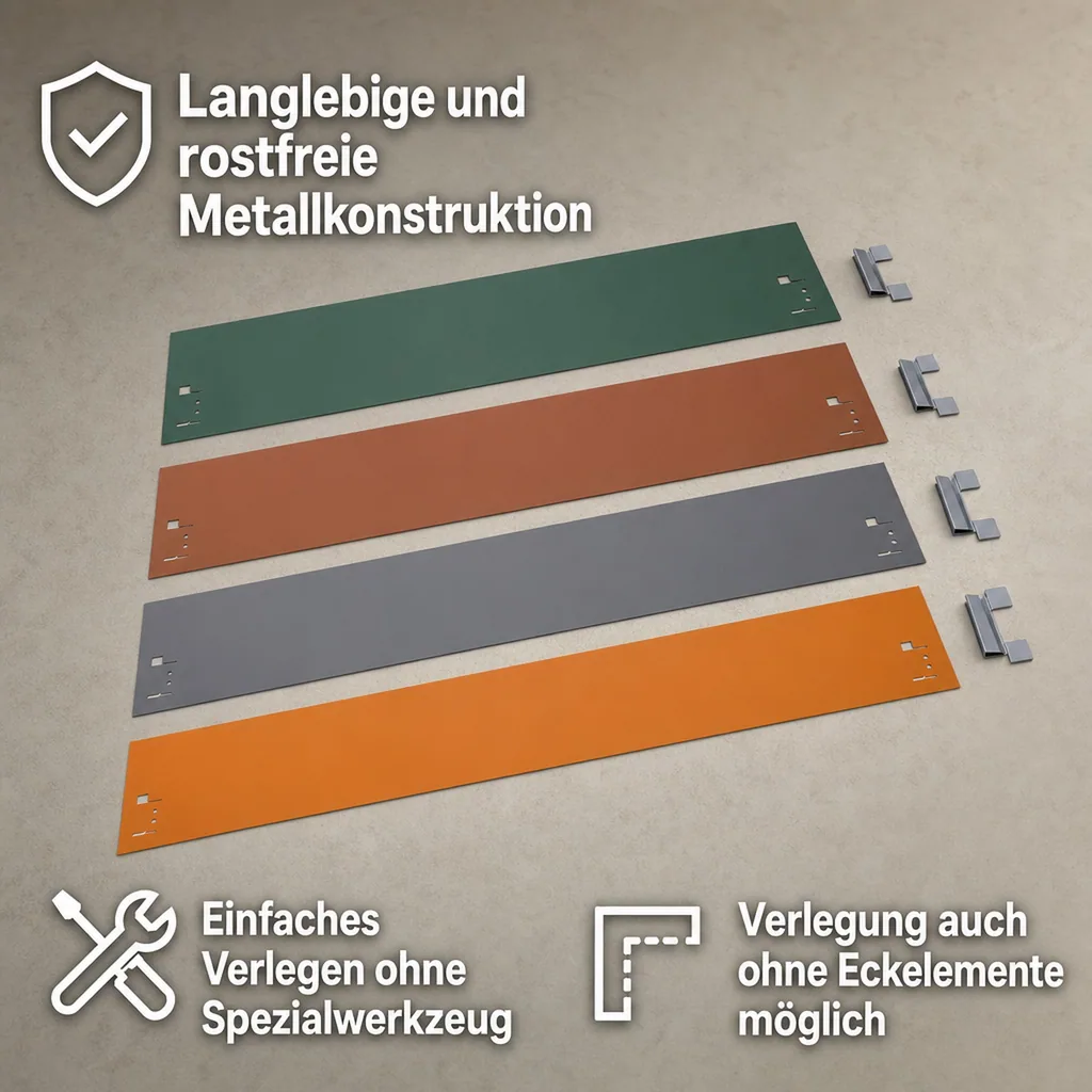 Rasenkanten Metall 18.5 cm x 120 cm | Beeteinfassung | Beetumrandung | Beetbegrenzungen, Color-GS: ohne Farbe