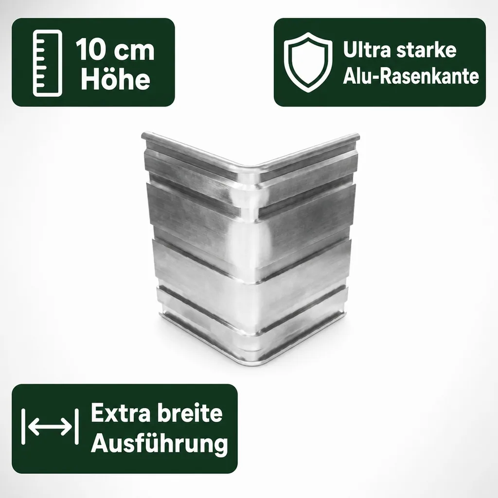 Eckwinkel 90 grad für Rasenkante Green Universe 10 cm | Beeteinfassung | Beetumrandung | Beetbegrenzungen