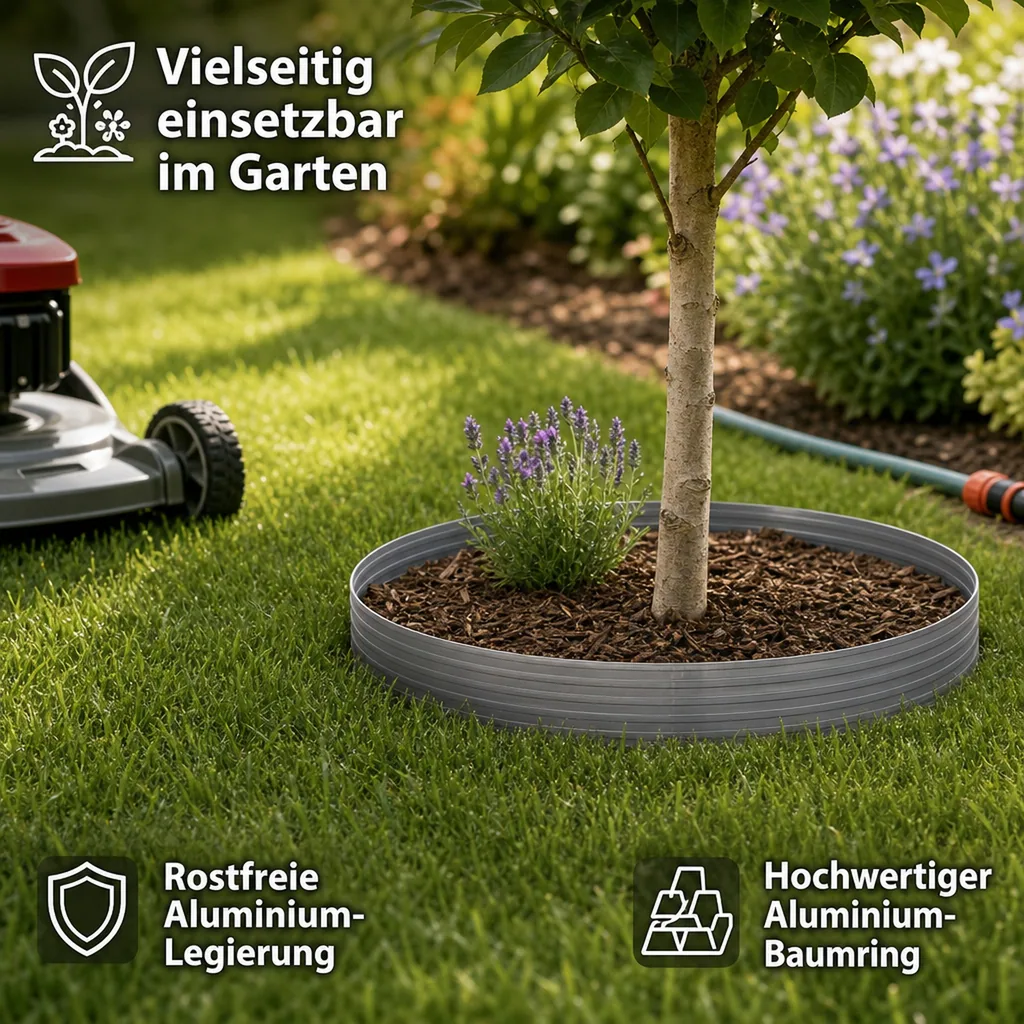Baumring aus Alu Höhe 100 mm Länge 0.8 m Rasnekante rund