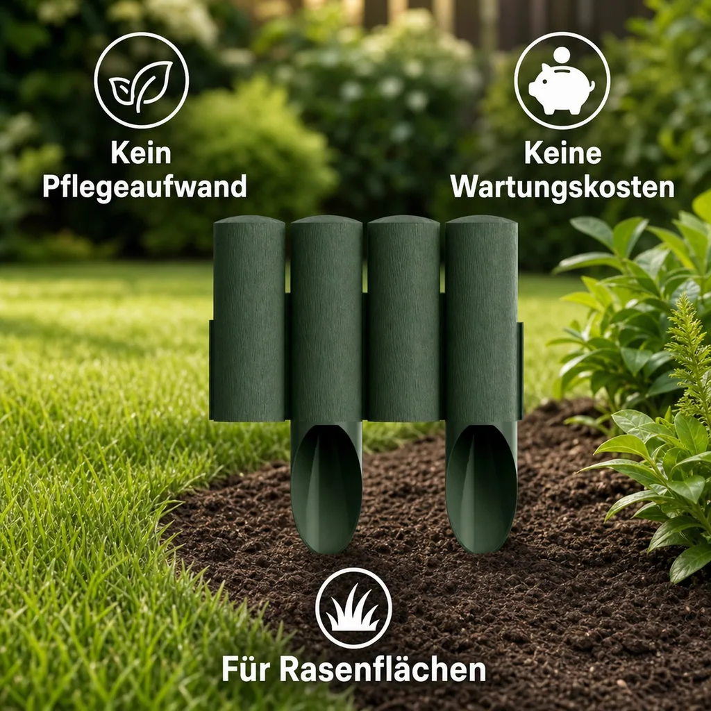 Palisaden aus Kunststoff grun 23cm x 25.5 cm | Rasenkanten | Beeteinfassung | Beetumrandung | Beetbegrenzungen